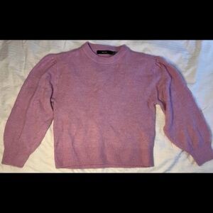Elegant Purple Crew Neck Sweater with Soft Knit and Ribbed Cuffs